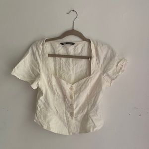 Sweetheart Flare arms Button Up Peasant Top